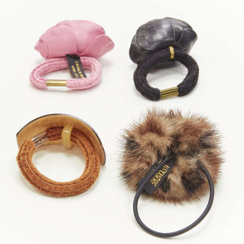 Other ALEXANDRE DE PARIS Alexander Zouari LOT OF 4 leather rose fur crystal hair tie Size ONE SIZE - 3 Thumbnail