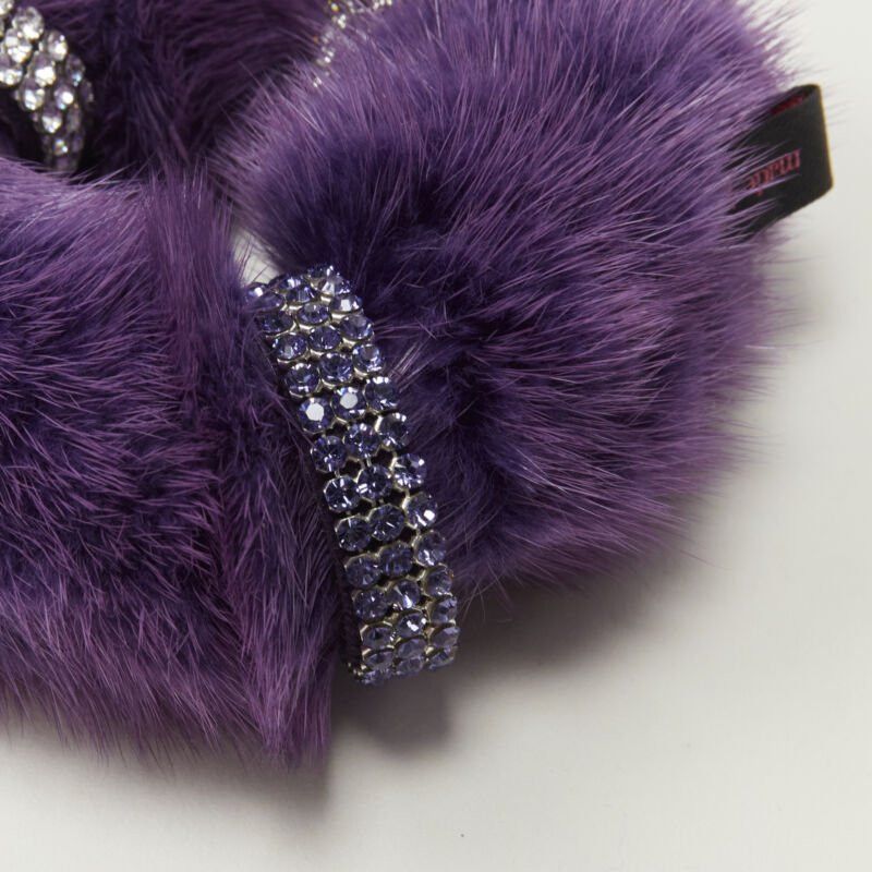 Other ALEXANDER ZOUARI purple fur crystal ring scrunchle hair tie Size ONE SIZE - 3 Thumbnail