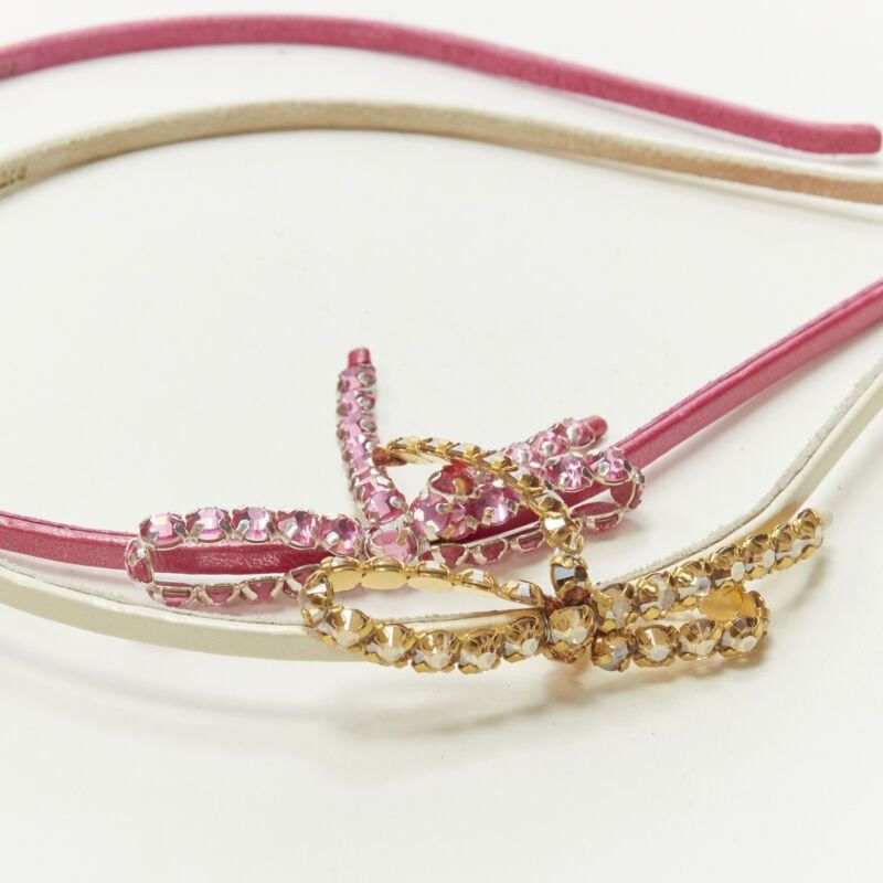 Other ALEXANDER ZOUARI LOT OF 2 white pink leather crystal ribbon bow headband Size ONE SIZE - 2 Thumbnail
