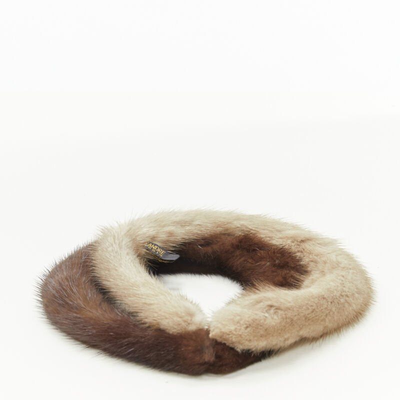 Other ALEXANDER ZOUARI 2X brown natural grey mink fur headband Size ONE SIZE - 3 Thumbnail