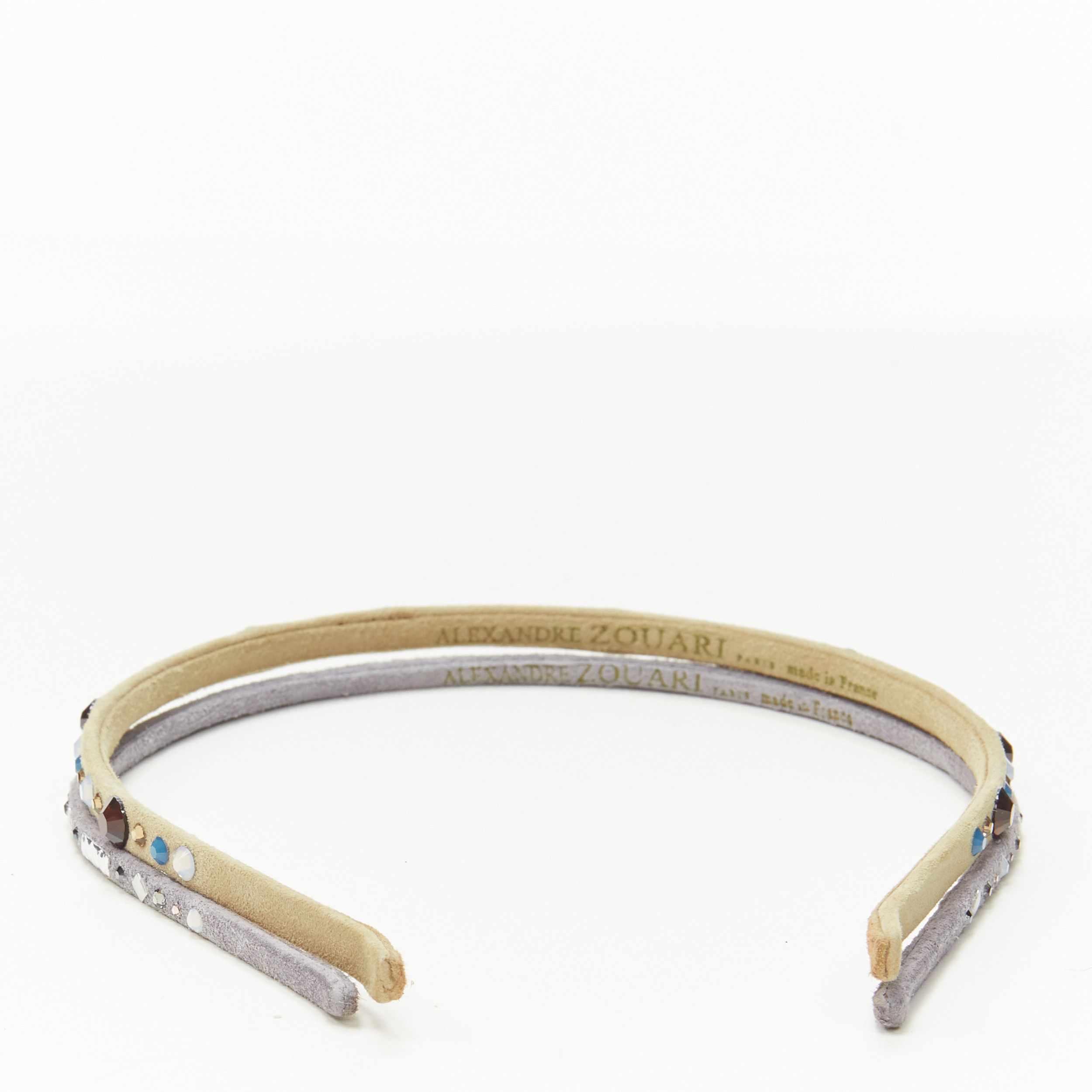 Other ALEXANDRE ZOUARI beige grey suede colorful rhinestone skinny headband X2 Size ONE SIZE - 5 Thumbnail