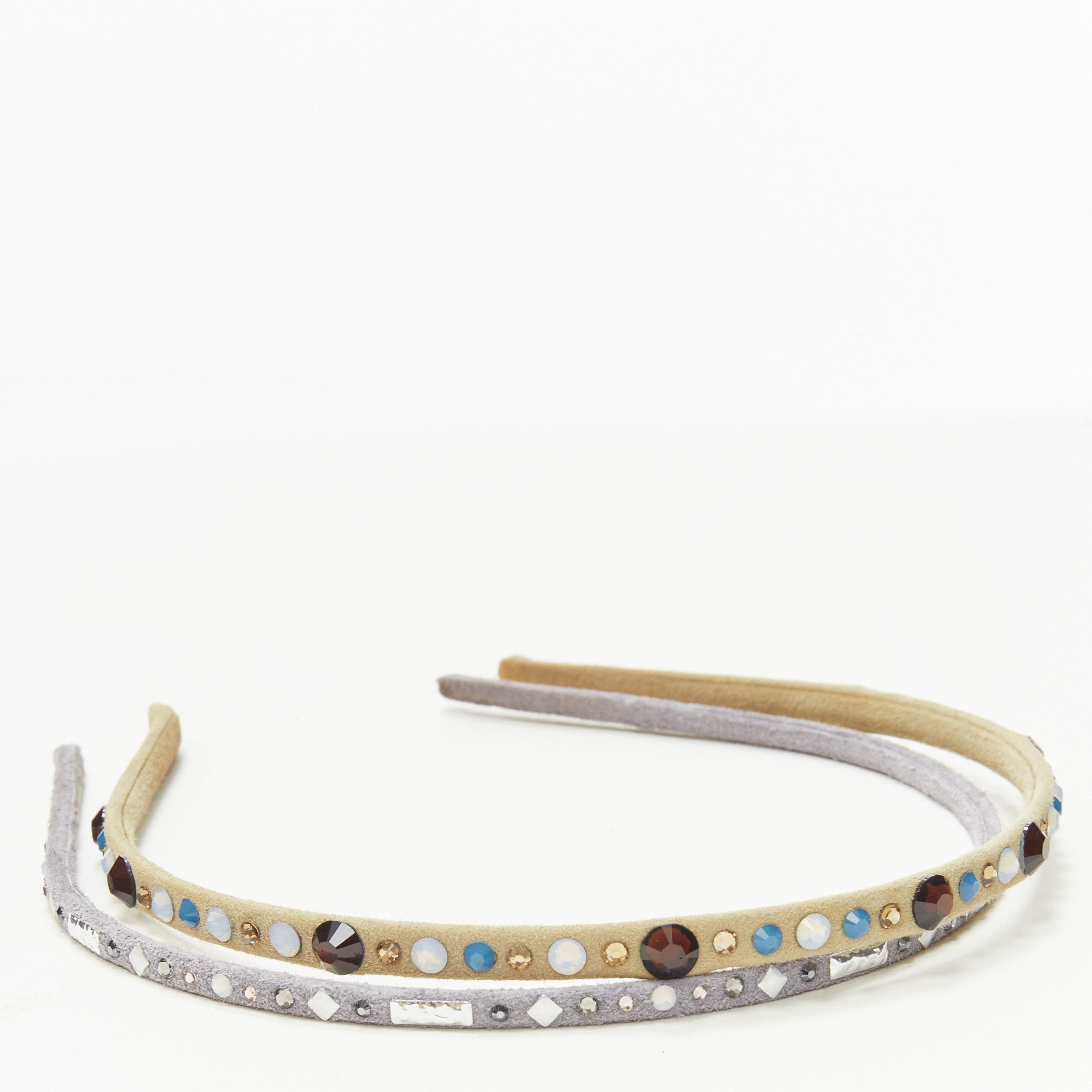 Other ALEXANDRE ZOUARI beige grey suede colorful rhinestone skinny headband X2 Size ONE SIZE - 3 Thumbnail