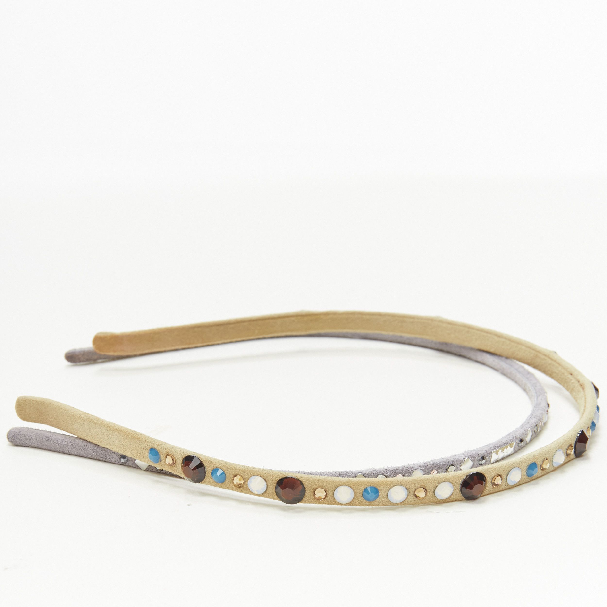 Other ALEXANDRE ZOUARI beige grey suede colorful rhinestone skinny headband X2 Size ONE SIZE - 4 Thumbnail