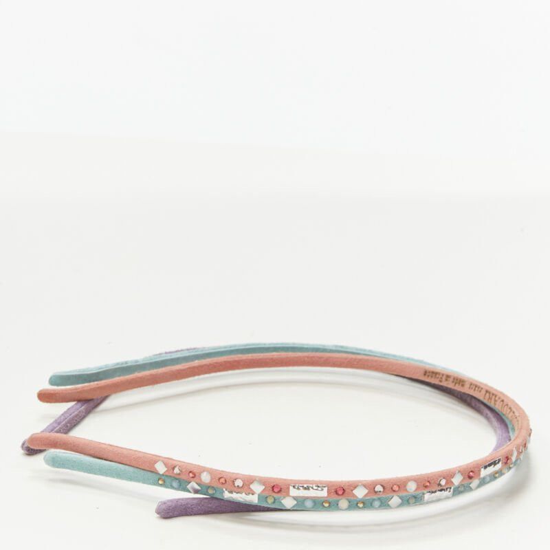 Other ALEXANDER ZOUARI LOT OF 3 pink teal purple suede crystal embellished headband Size ONE SIZE - 6 Thumbnail