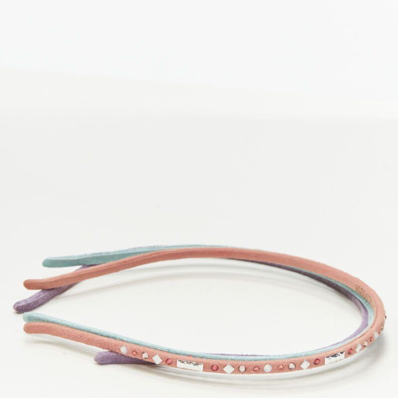 Other ALEXANDER ZOUARI LOT OF 3 pink teal purple suede crystal embellished headband Size ONE SIZE - 4 Thumbnail