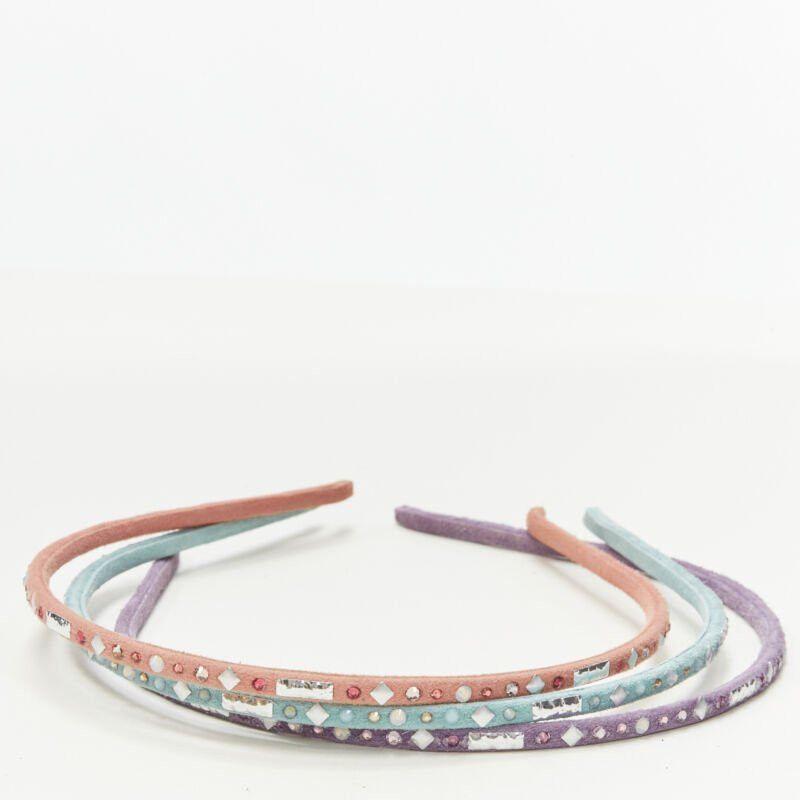 Other ALEXANDER ZOUARI LOT OF 3 pink teal purple suede crystal embellished headband Size ONE SIZE - 3 Thumbnail
