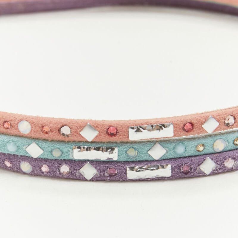 Other ALEXANDER ZOUARI LOT OF 3 pink teal purple suede crystal embellished headband Size ONE SIZE - 2 Thumbnail