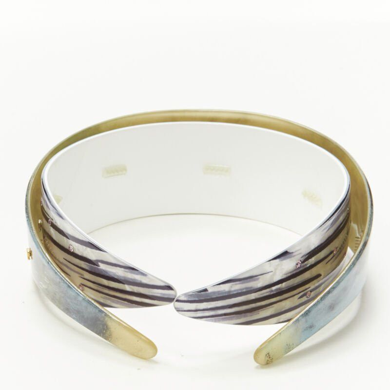 Other ALEXANDER ZOUAR LOT OF 2I pink crystal black striped marble acrylic headband Size ONE SIZE - 4 Thumbnail