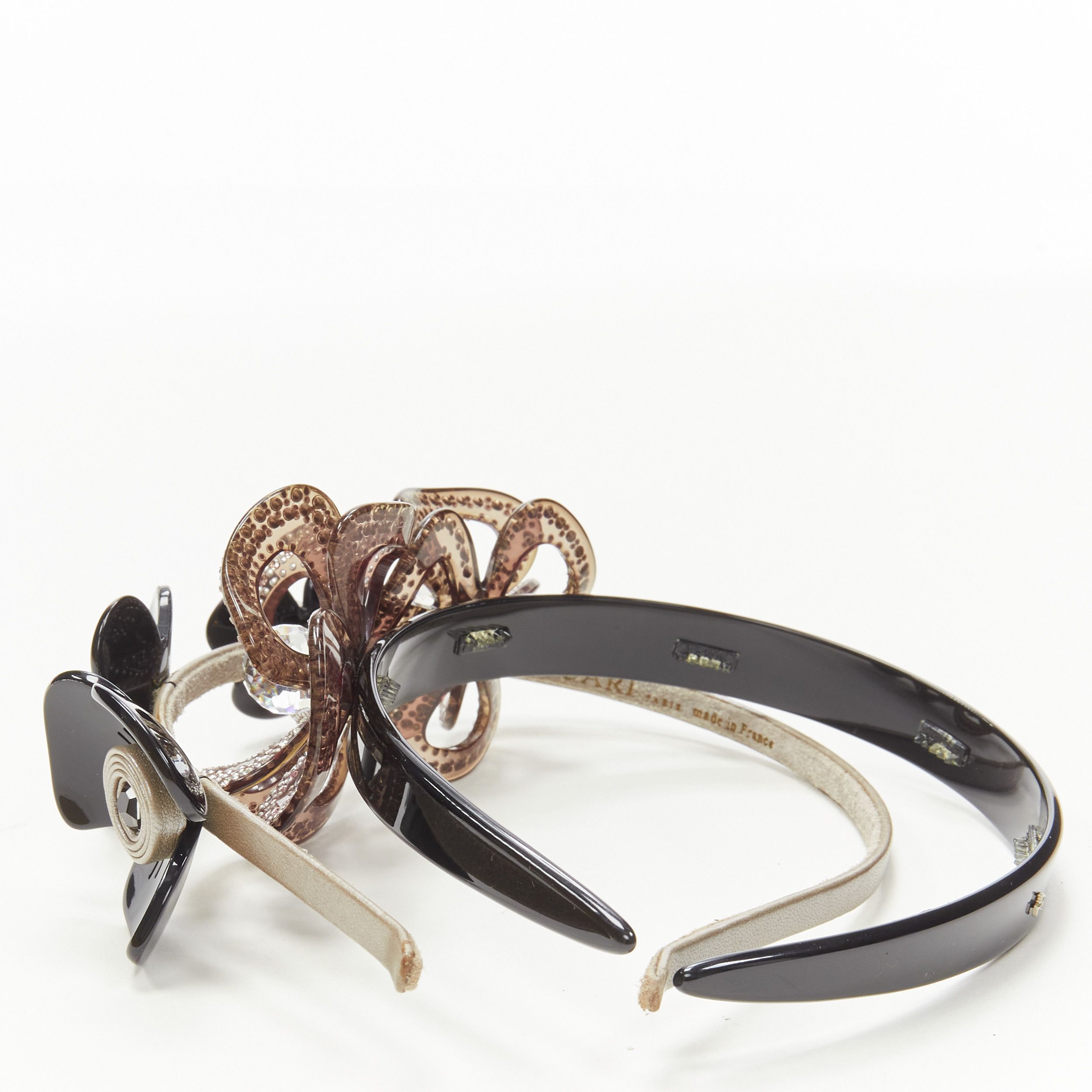 Other ALEXANDRE ZOUARI black grey crystal 3D layered flower acrylic headband X2 Size ONE SIZE - 4 Thumbnail