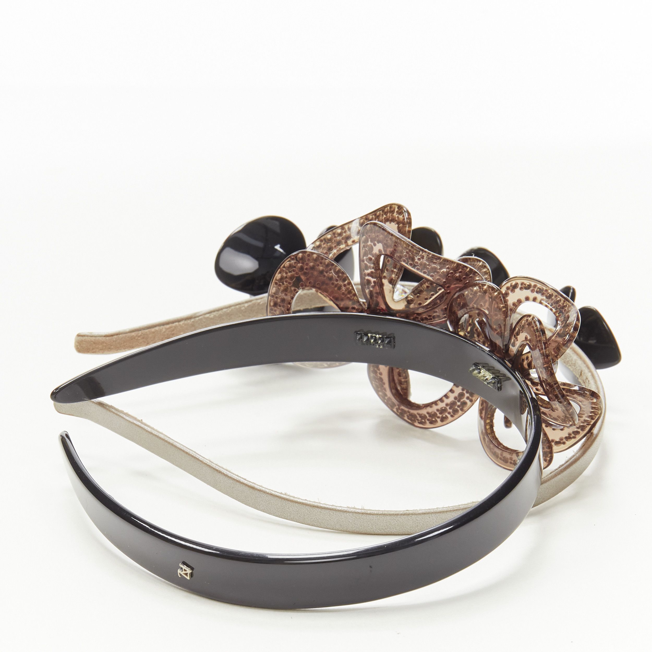 Other ALEXANDRE ZOUARI black grey crystal 3D layered flower acrylic headband X2 Size ONE SIZE - 3 Thumbnail
