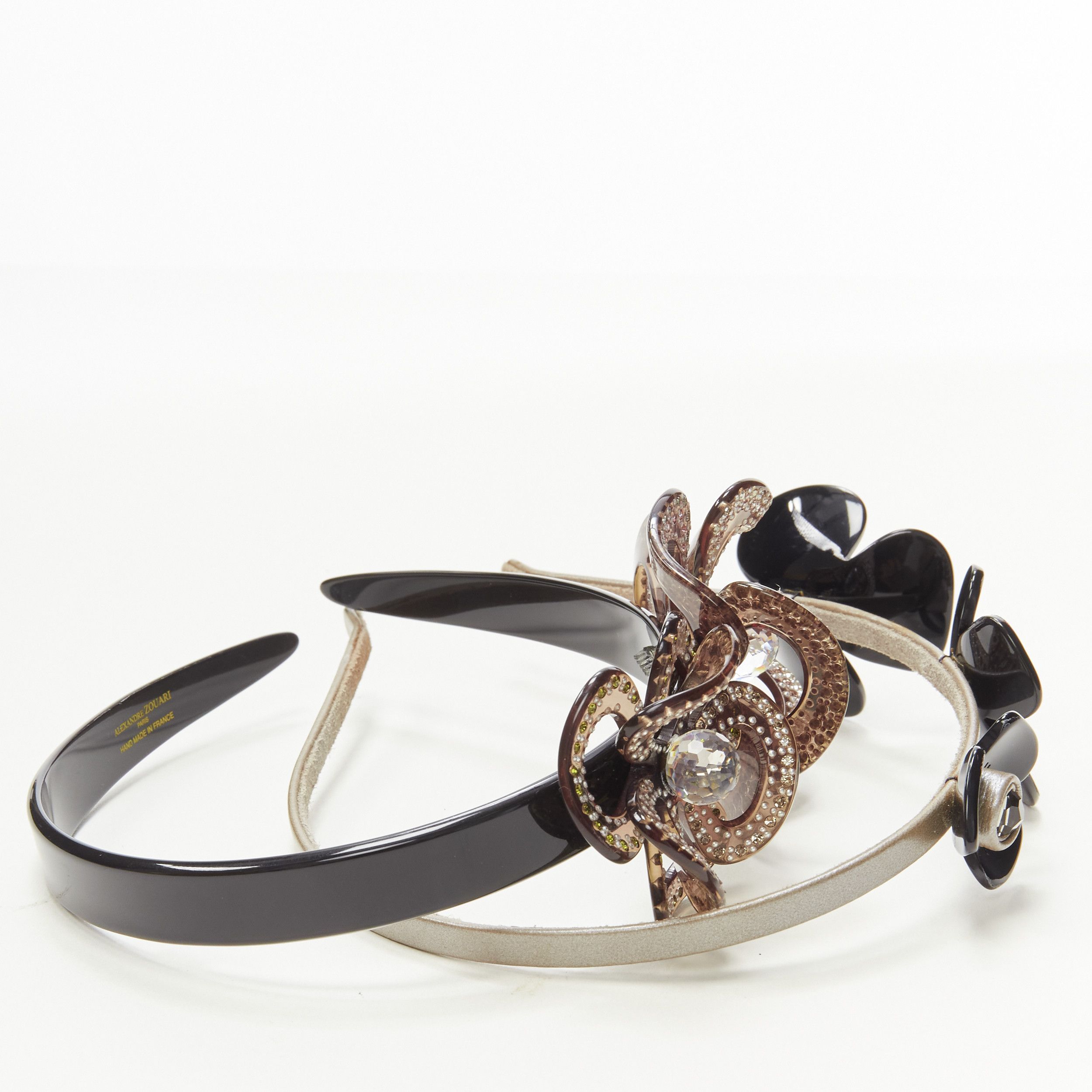 Other ALEXANDRE ZOUARI black grey crystal 3D layered flower acrylic headband X2 Size ONE SIZE - 2 Thumbnail
