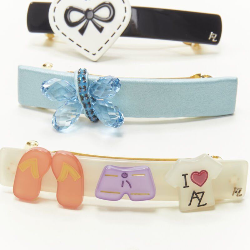 Other ALEXANDER ZOUARI LOT OF 3 mixed acrylic blue butterfly heart bow hair clip Size ONE SIZE - 4 Thumbnail