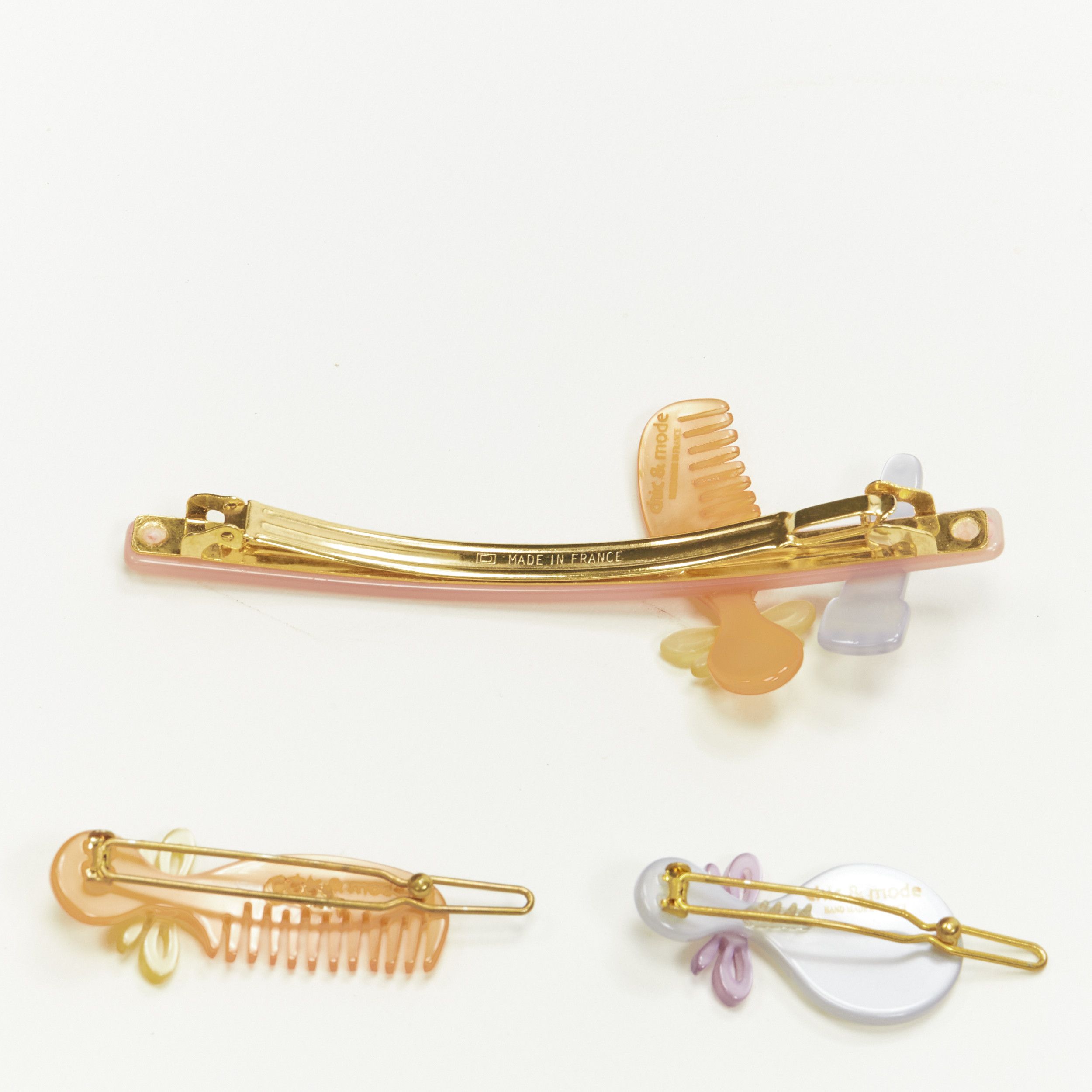 Other CHIC & MODE Alexandre Zouari orange grey combs lipstick acrylic clips X3 Size ONE SIZE - 4 Thumbnail