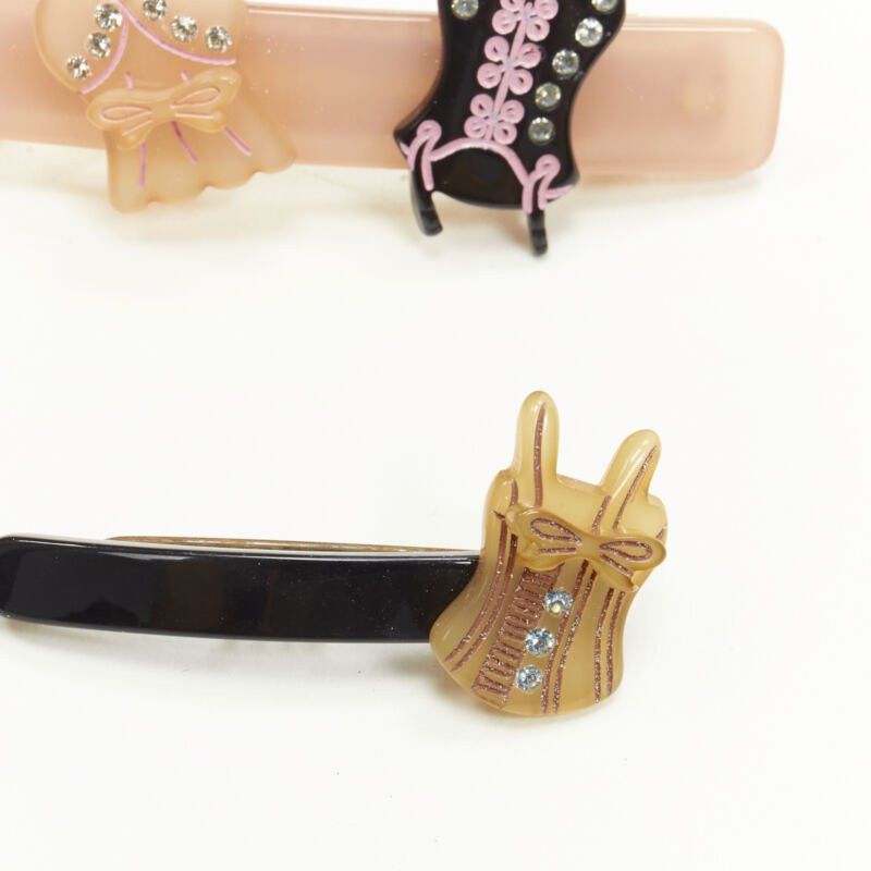 Other rare CHIC & MODE Alexandre Zouari 2X black pink crystal lingerie hair clip Size ONE SIZE - 3 Thumbnail
