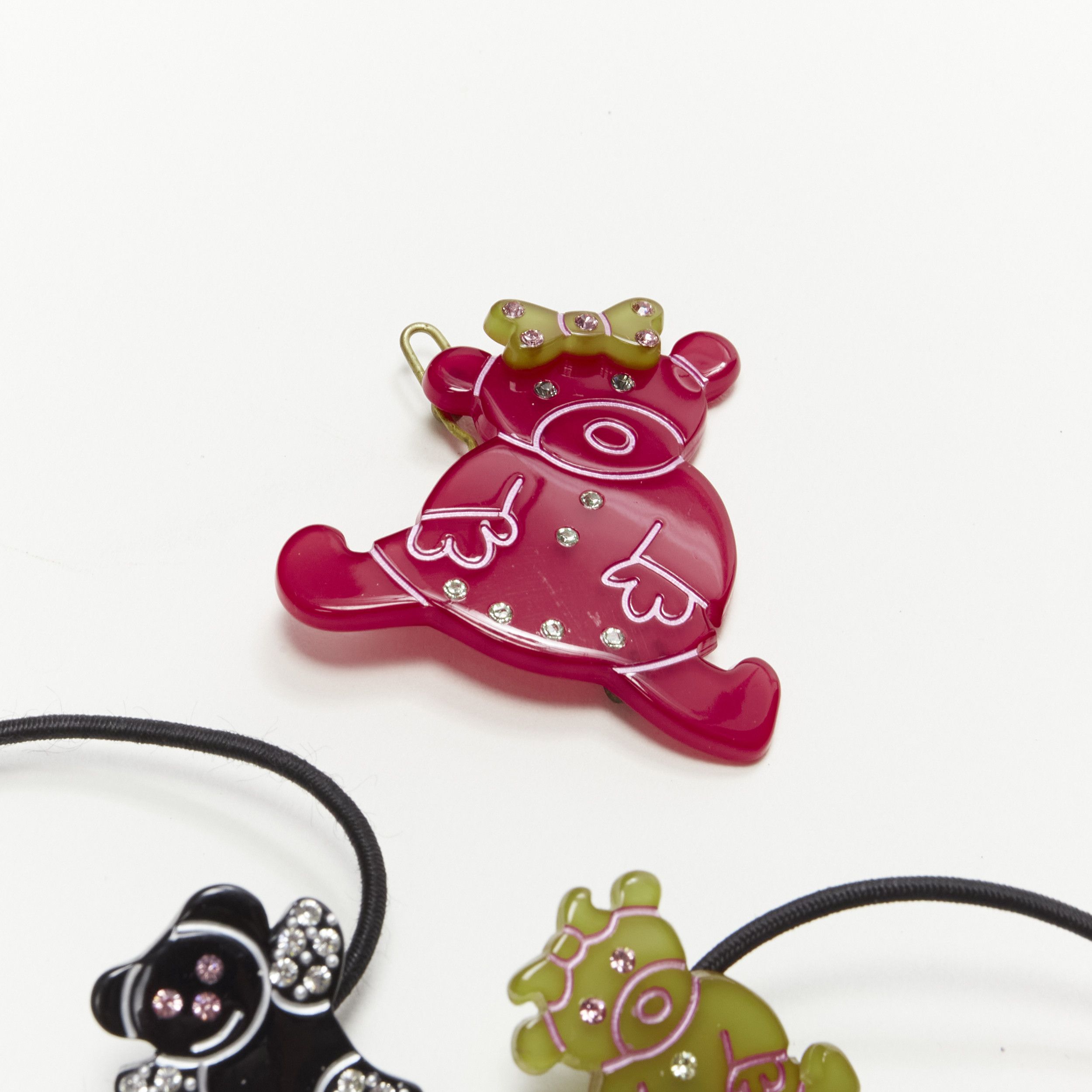 Other CHIC & MODE Alexandre Zouari red green black crystal teddy bear clip tie X3 Size ONE SIZE - 4 Thumbnail