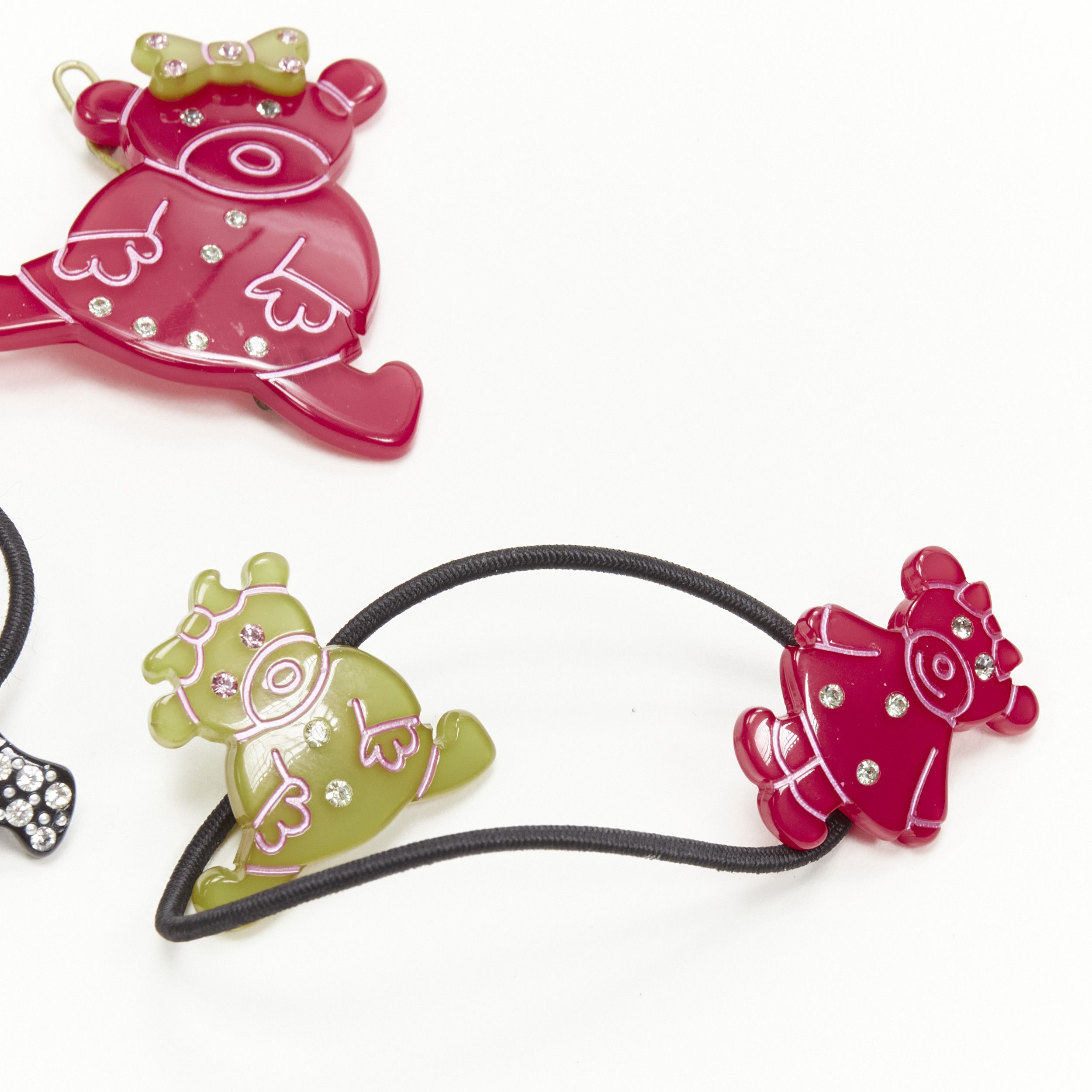 Other CHIC & MODE Alexandre Zouari red green black crystal teddy bear clip tie X3 Size ONE SIZE - 3 Thumbnail