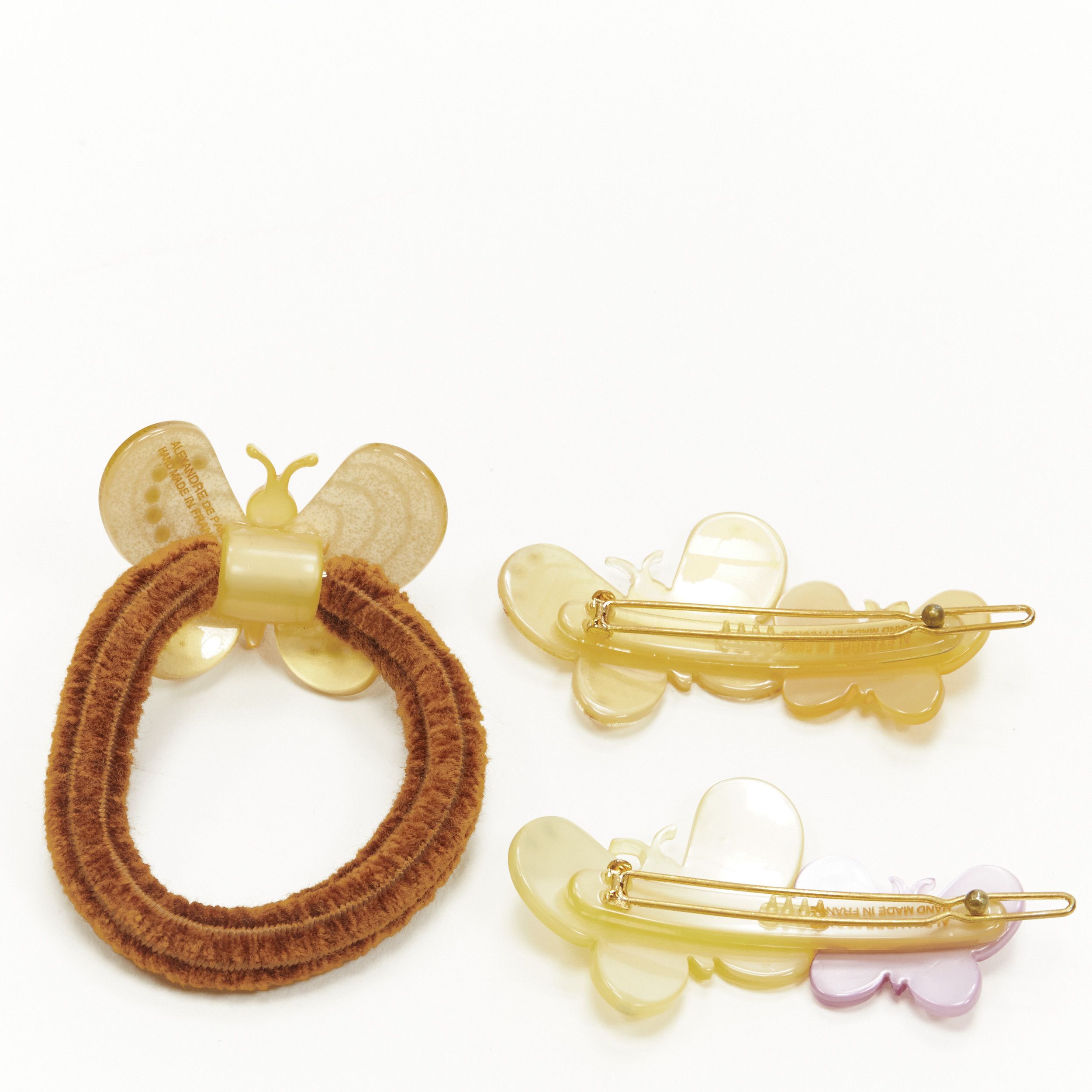 Other CHIC & MODE Alexandre Zouari yellow pastel crystal butterfly acrylic clip tie X3 Size ONE SIZE - 5 Thumbnail