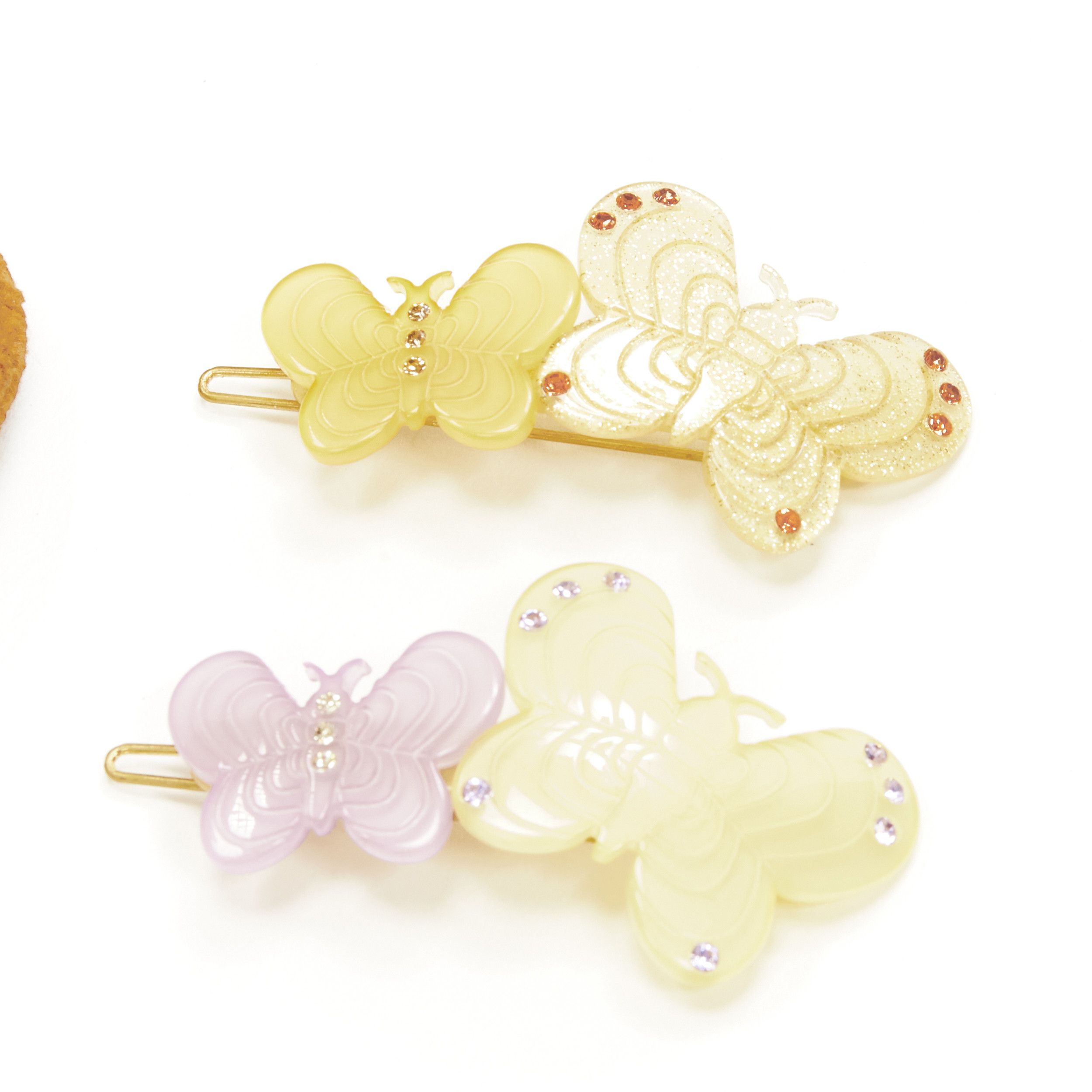 Other CHIC & MODE Alexandre Zouari yellow pastel crystal butterfly acrylic clip tie X3 Size ONE SIZE - 3 Thumbnail