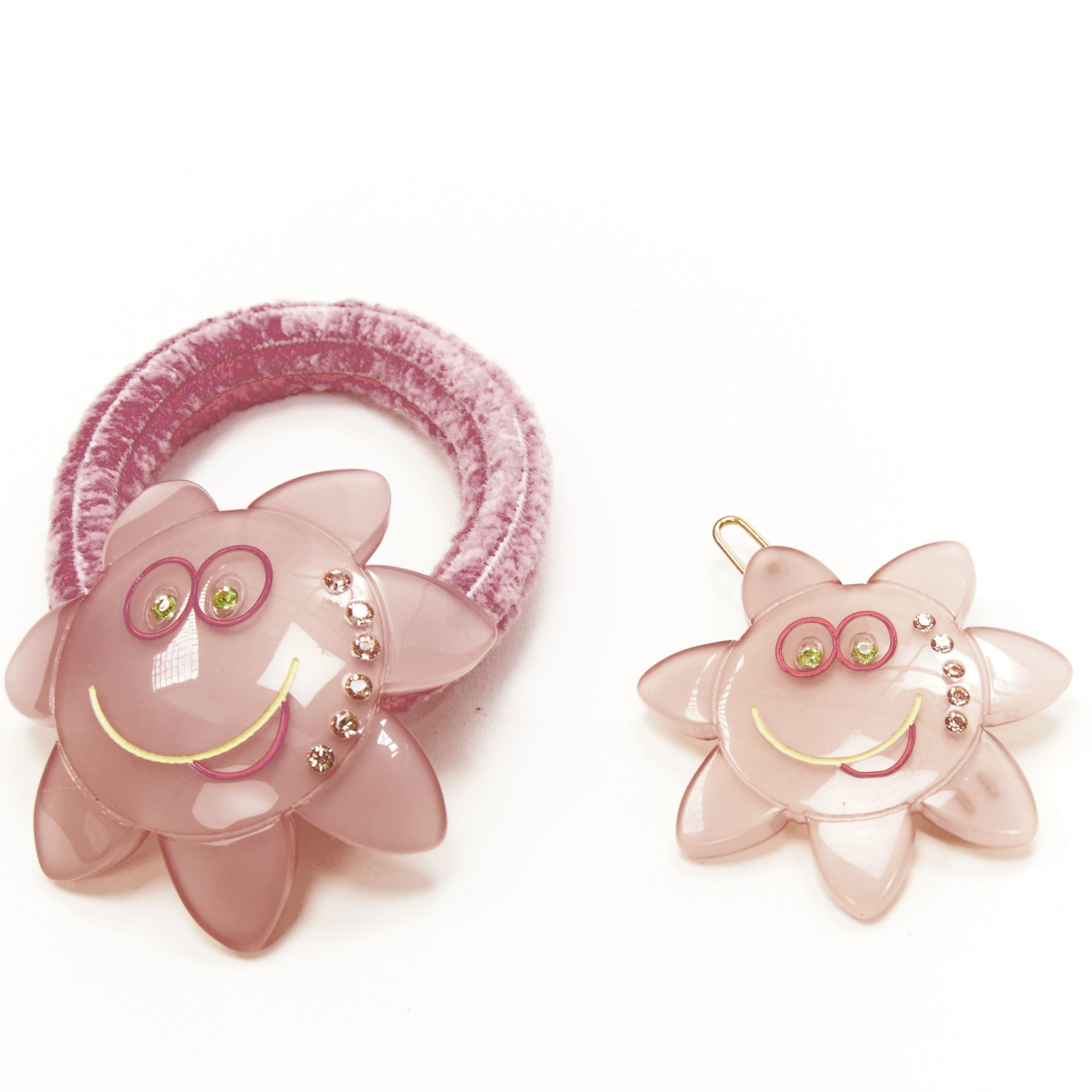 Other CHIC & MODE Alexandre Zouari pink crystal smiley flower acrylic hair tie clip X2 Size ONE SIZE - 2 Thumbnail
