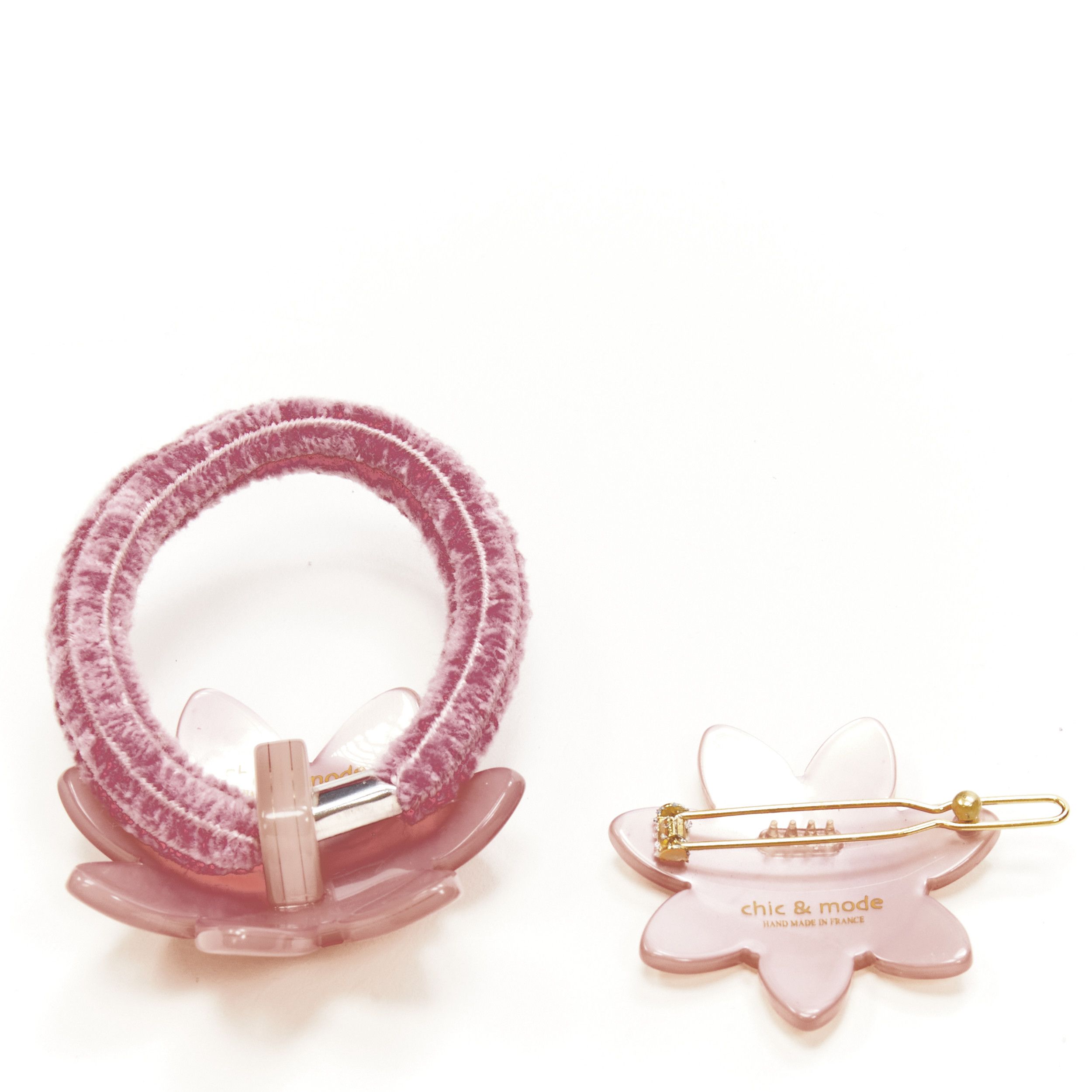 Other CHIC & MODE Alexandre Zouari pink crystal smiley flower acrylic hair tie clip X2 Size ONE SIZE - 3 Thumbnail