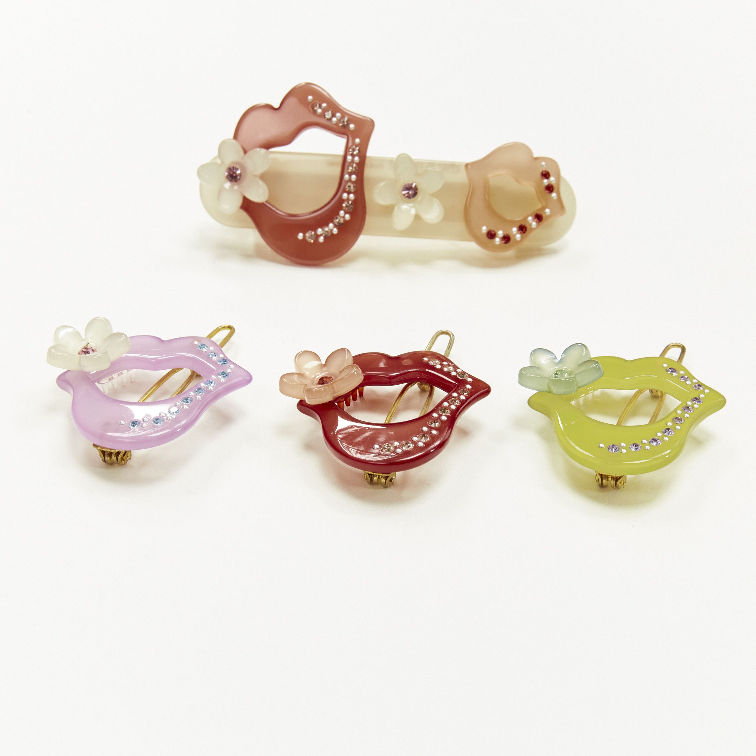 Other CHIC & MODE Alexandre Zouari colourful crystal singing lips flowers clips X4 Size ONE SIZE - 3 Thumbnail