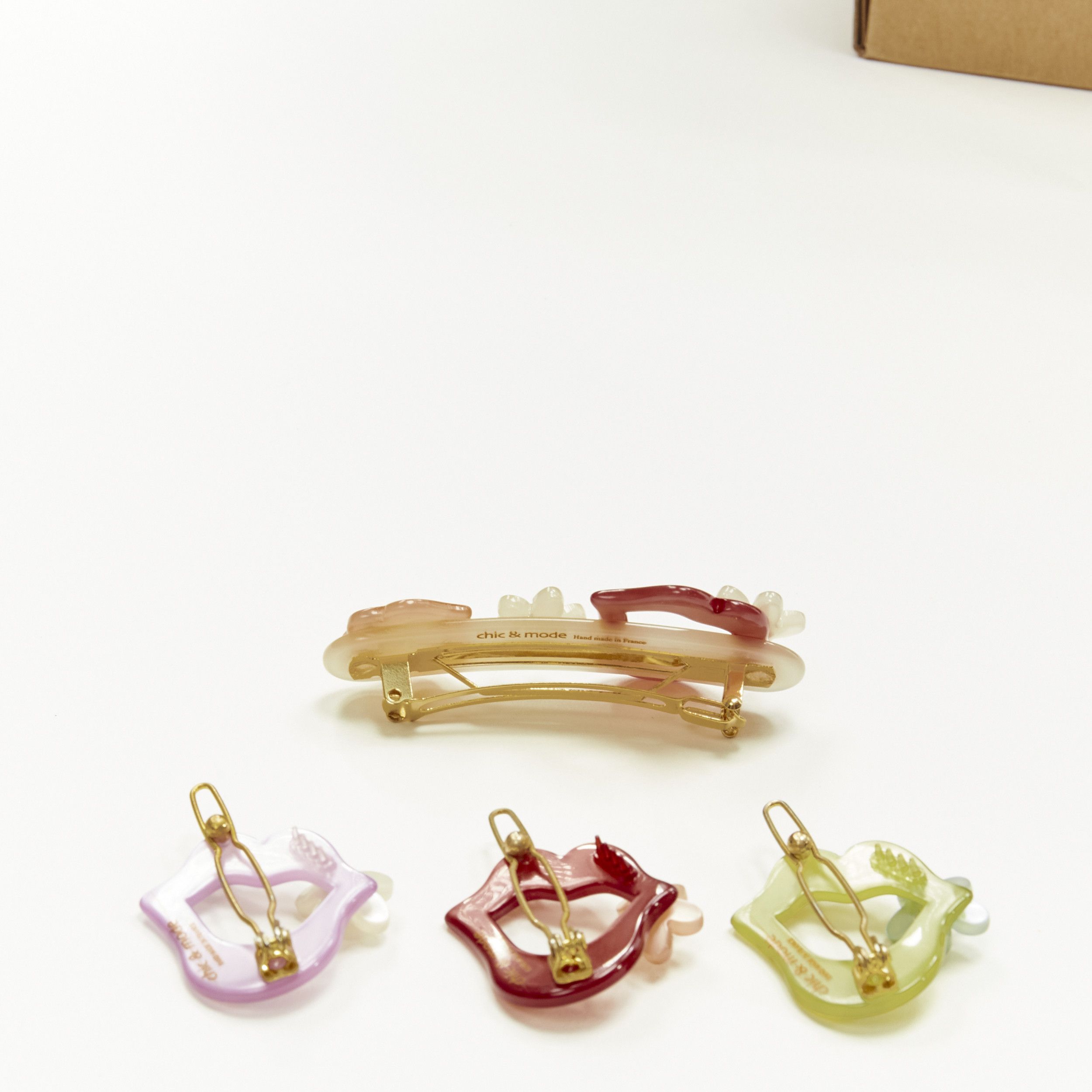 Other CHIC & MODE Alexandre Zouari colourful crystal singing lips flowers clips X4 Size ONE SIZE - 4 Thumbnail