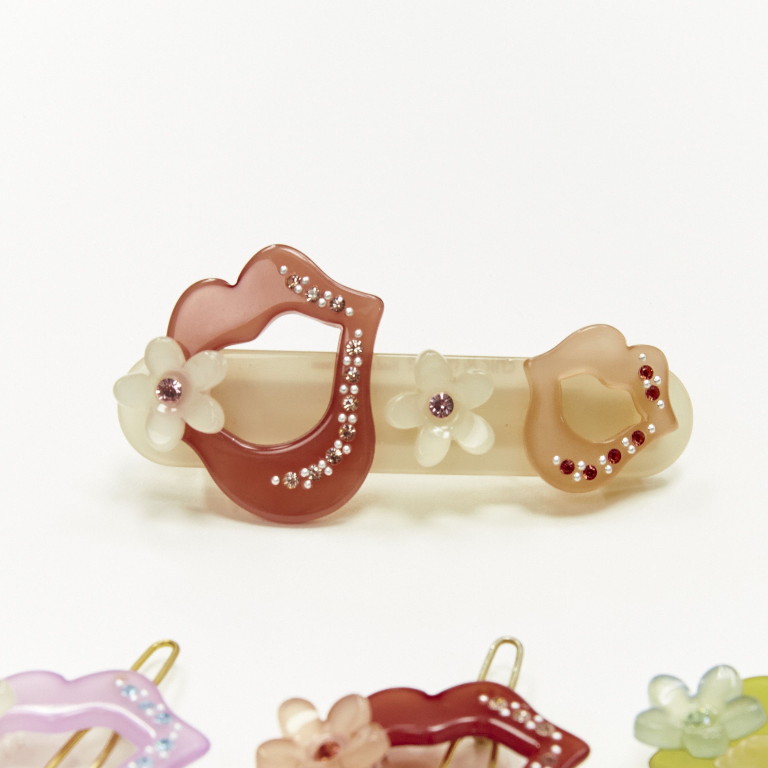 Other CHIC & MODE Alexandre Zouari colourful crystal singing lips flowers clips X4 Size ONE SIZE - 2 Thumbnail