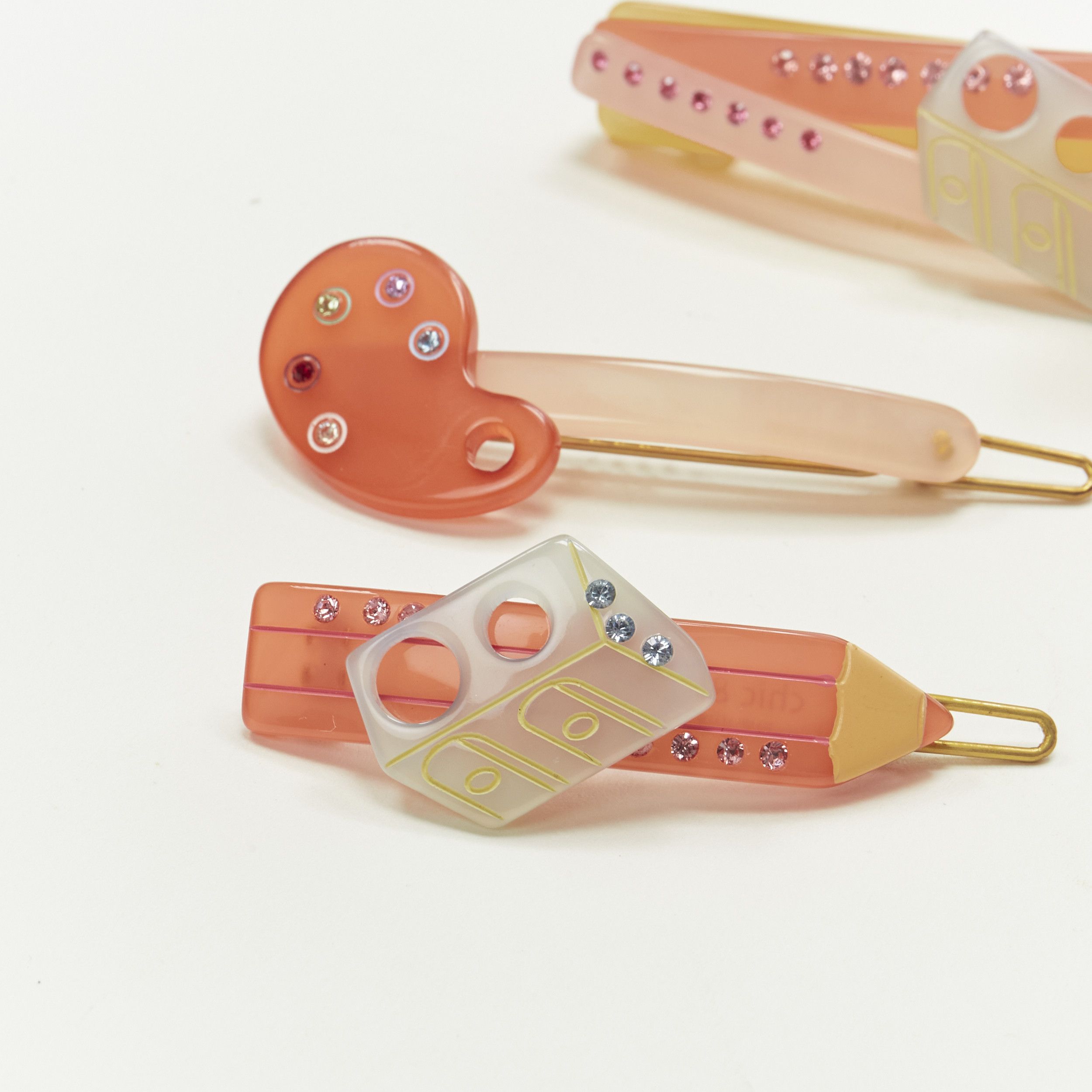 Other CHIC & MODE Alexandre Zouari pink brush stationary acrylic crystal clip tie X4 Size ONE SIZE - 4 Thumbnail
