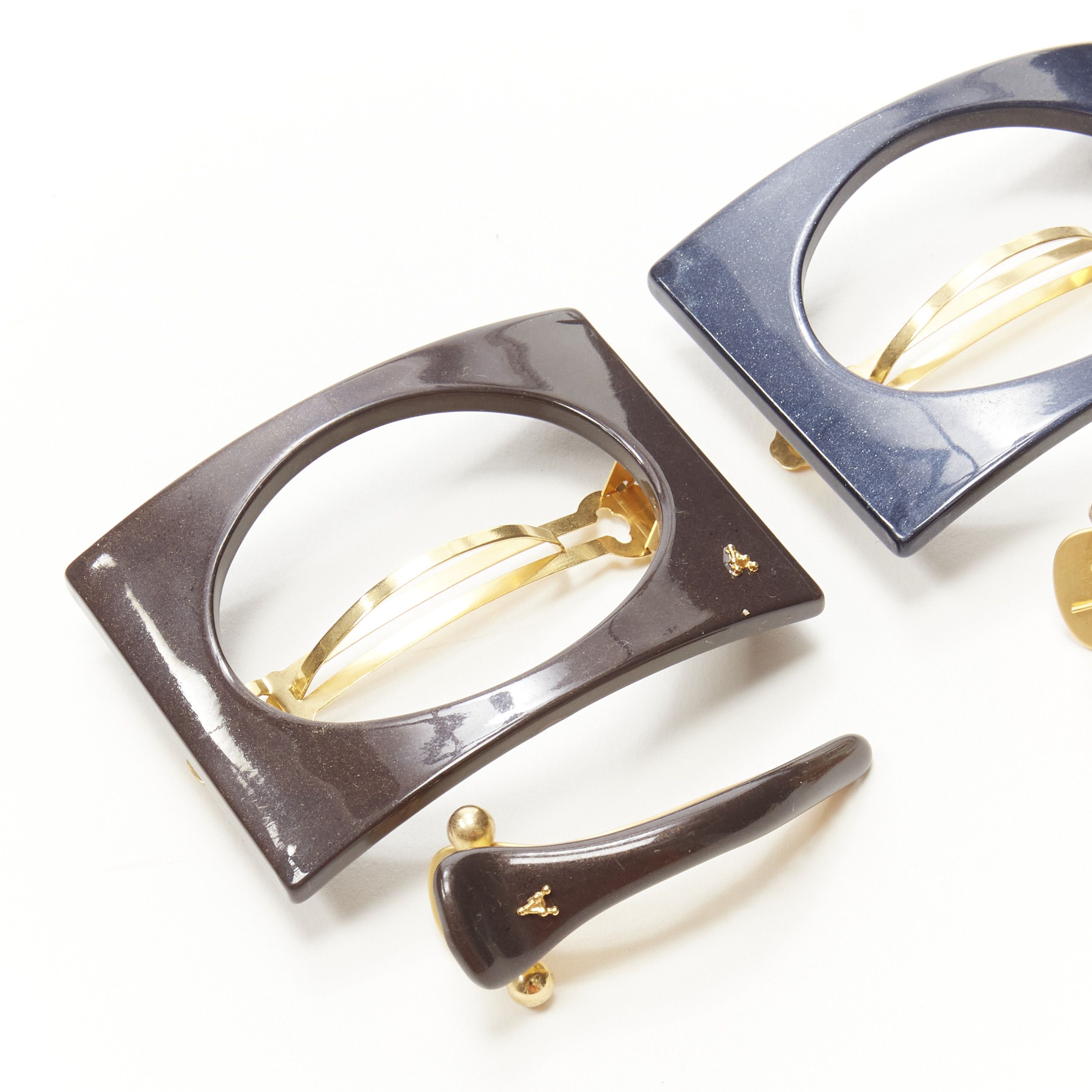 Other ALEXANDRE DE PARIS Zouari brown blue red square cut out acrylic hair clip X6 Size ONE SIZE - 2 Thumbnail