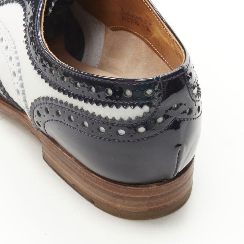 Church's CHURCH'S Burwood black patent white perforated leather brogue EU36 Size US 6 / IT 36 - 8 Thumbnail