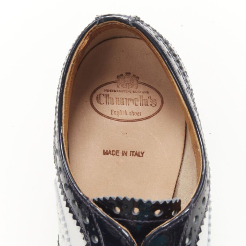 Church's CHURCH'S Burwood black patent white perforated leather brogue EU36 Size US 6 / IT 36 - 9 Thumbnail