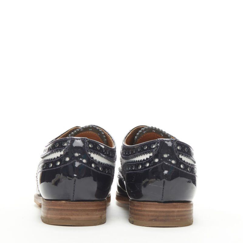 Church's CHURCH'S Burwood black patent white perforated leather brogue EU36 Size US 6 / IT 36 - 5 Thumbnail