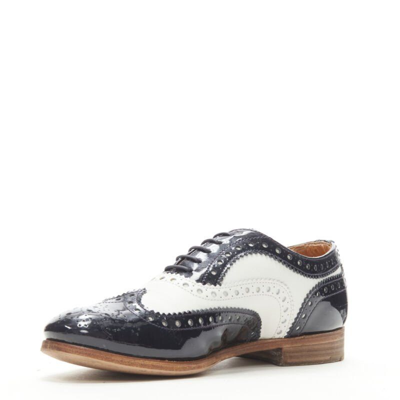 Church's CHURCH'S Burwood black patent white perforated leather brogue EU36 Size US 6 / IT 36 - 4 Thumbnail
