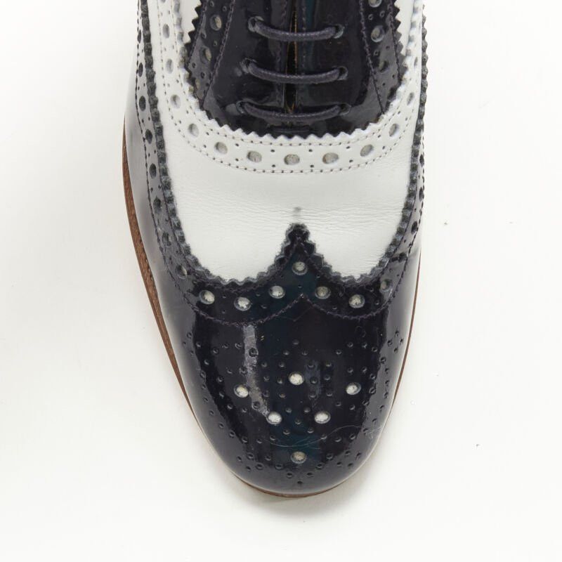 Church's CHURCH'S Burwood black patent white perforated leather brogue EU36 Size US 6 / IT 36 - 6 Thumbnail