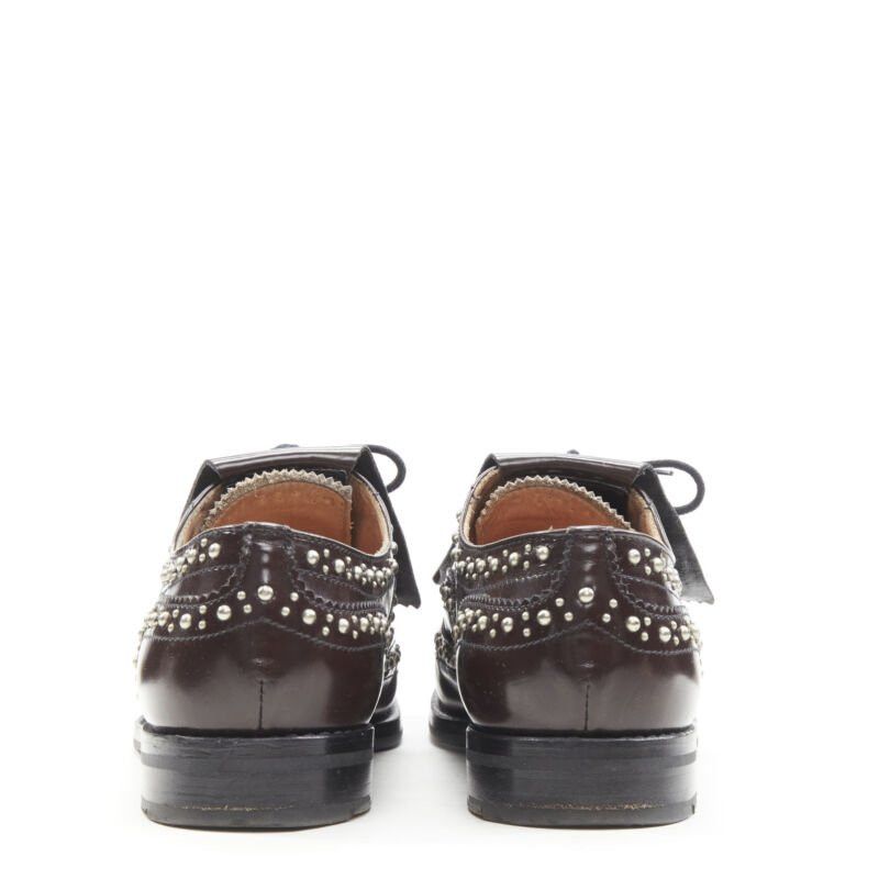 Church's CHURCH'S Burwood Met Cordovan dark brown silver studded fringe brogue EU36 Size US 6 / IT 36 - 5 Thumbnail