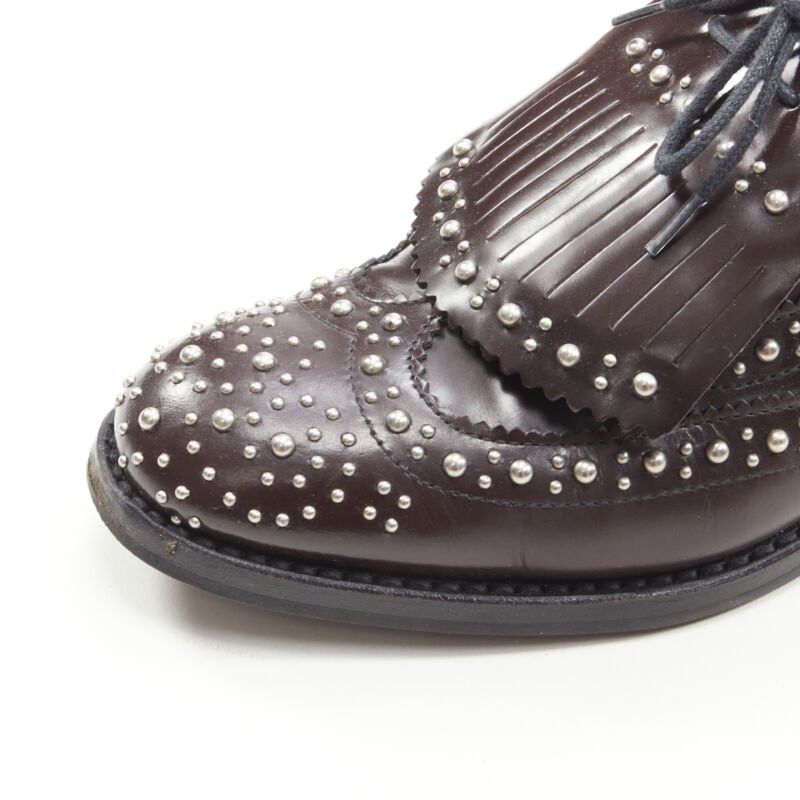 Church's CHURCH'S Burwood Met Cordovan dark brown silver studded fringe brogue EU36 Size US 6 / IT 36 - 7 Thumbnail