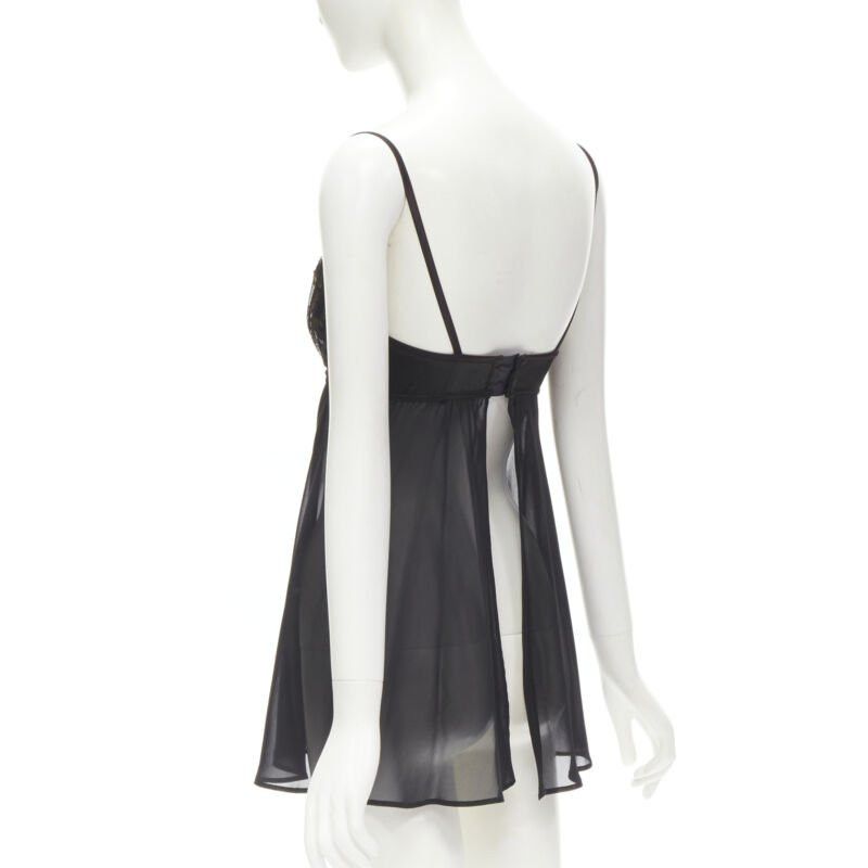 La Perla LA PERLA Vintage Ritmo Di Perla black sequins cupped bra sheer negligee top XS Size XS / US 0-2 / IT 36-38 - 6 Thumbnail