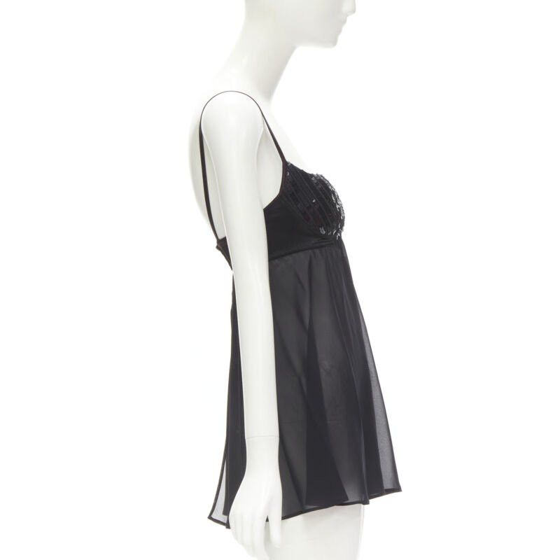 La Perla LA PERLA Vintage Ritmo Di Perla black sequins cupped bra sheer negligee top XS Size XS / US 0-2 / IT 36-38 - 4 Thumbnail