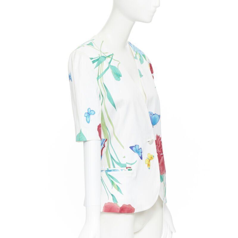 Other vintage LEONARD 90's white oriental floral butterflly print short sleeve jacket Size XS / US 0-2 / IT 36-38 - 4 Thumbnail
