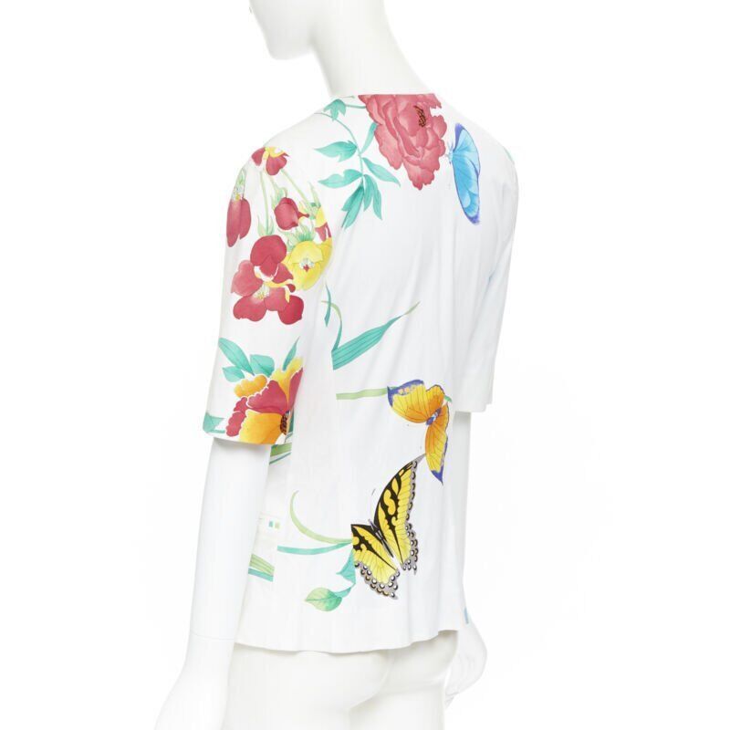 Other vintage LEONARD 90's white oriental floral butterflly print short sleeve jacket Size XS / US 0-2 / IT 36-38 - 7 Thumbnail