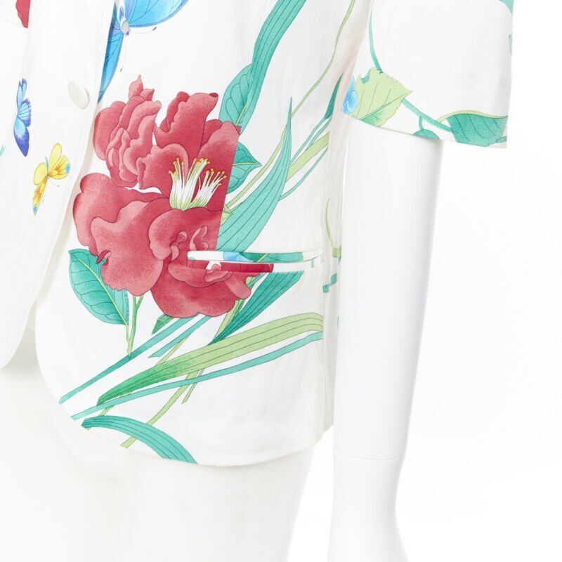 Other vintage LEONARD 90's white oriental floral butterflly print short sleeve jacket Size XS / US 0-2 / IT 36-38 - 2 Thumbnail