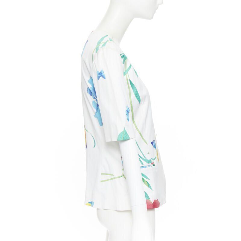 Other vintage LEONARD 90's white oriental floral butterflly print short sleeve jacket Size XS / US 0-2 / IT 36-38 - 5 Thumbnail