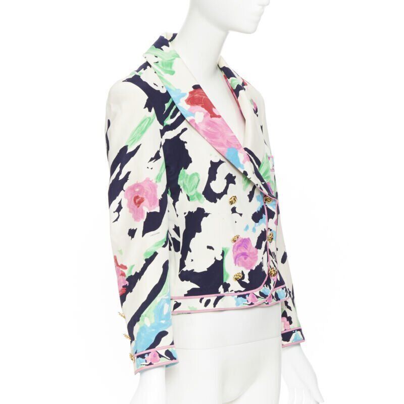 Other vintage LEONARD 90's floral pink rose print double breasted blazer jacket US0 Size XS / US 0-2 / IT 36-38 - 3 Thumbnail