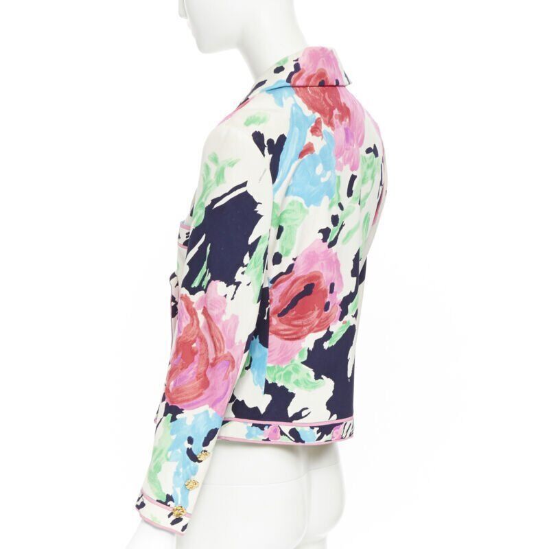 Other vintage LEONARD 90's floral pink rose print double breasted blazer jacket US0 Size XS / US 0-2 / IT 36-38 - 6 Thumbnail