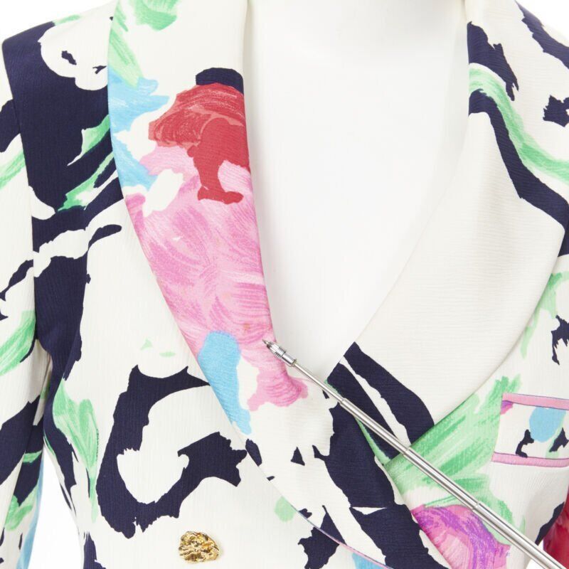 Other vintage LEONARD 90's floral pink rose print double breasted blazer jacket US0 Size XS / US 0-2 / IT 36-38 - 7 Thumbnail