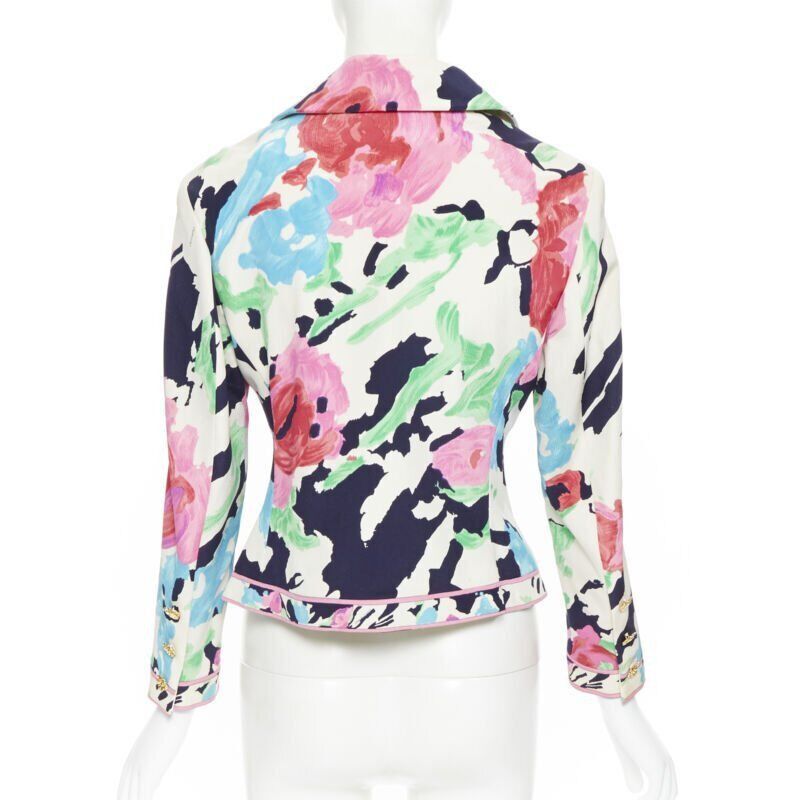 Other vintage LEONARD 90's floral pink rose print double breasted blazer jacket US0 Size XS / US 0-2 / IT 36-38 - 5 Thumbnail