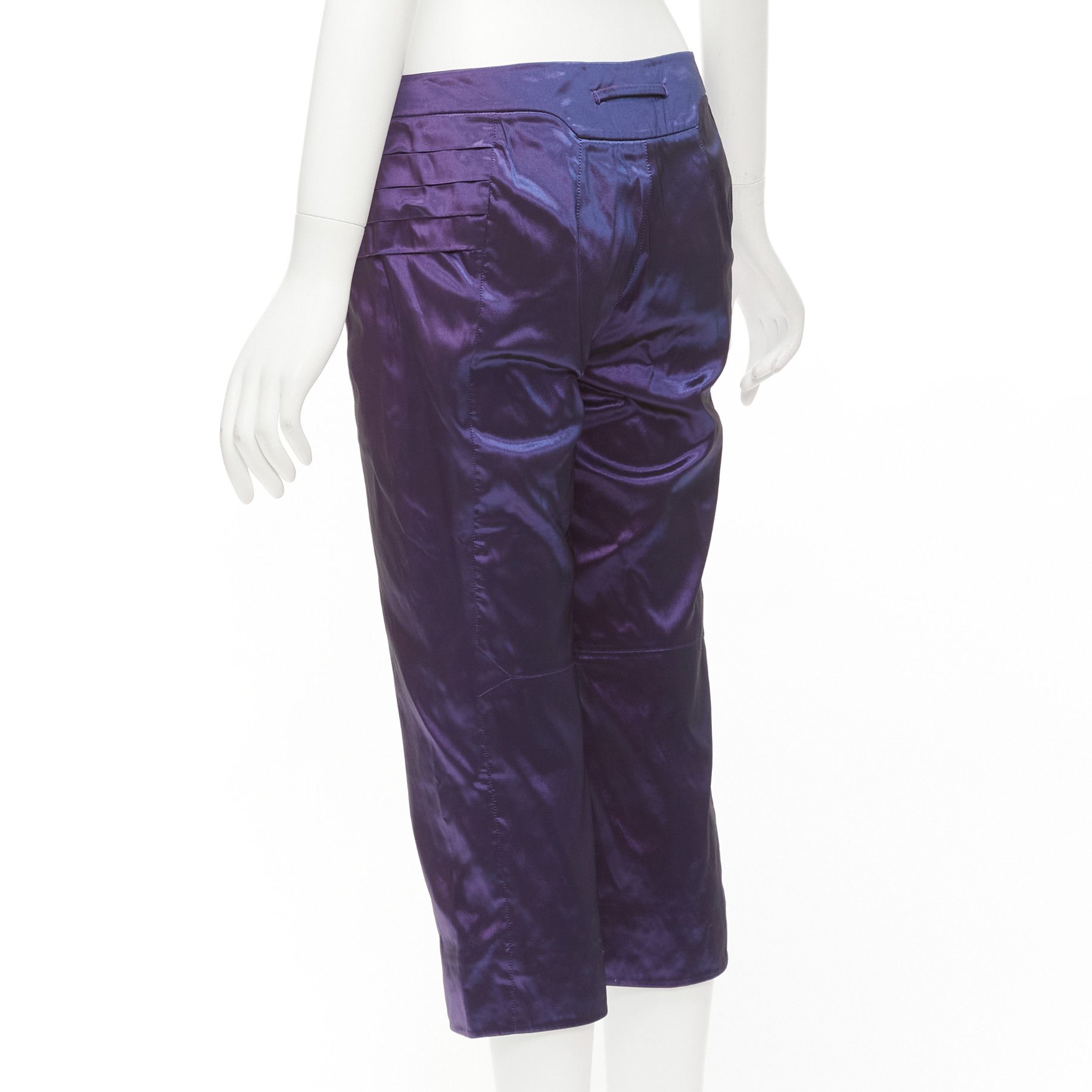 Other SHIATZY CHEN 100% silk purple holographic pleated side darted knee pants IT42 M Size 28" / US 6 / IT 42 - 6 Thumbnail