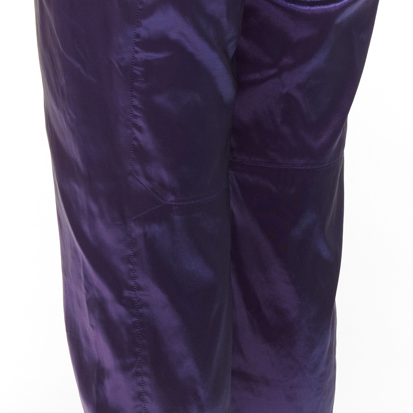 Other SHIATZY CHEN 100% silk purple holographic pleated side darted knee pants IT42 M Size 28" / US 6 / IT 42 - 7 Thumbnail