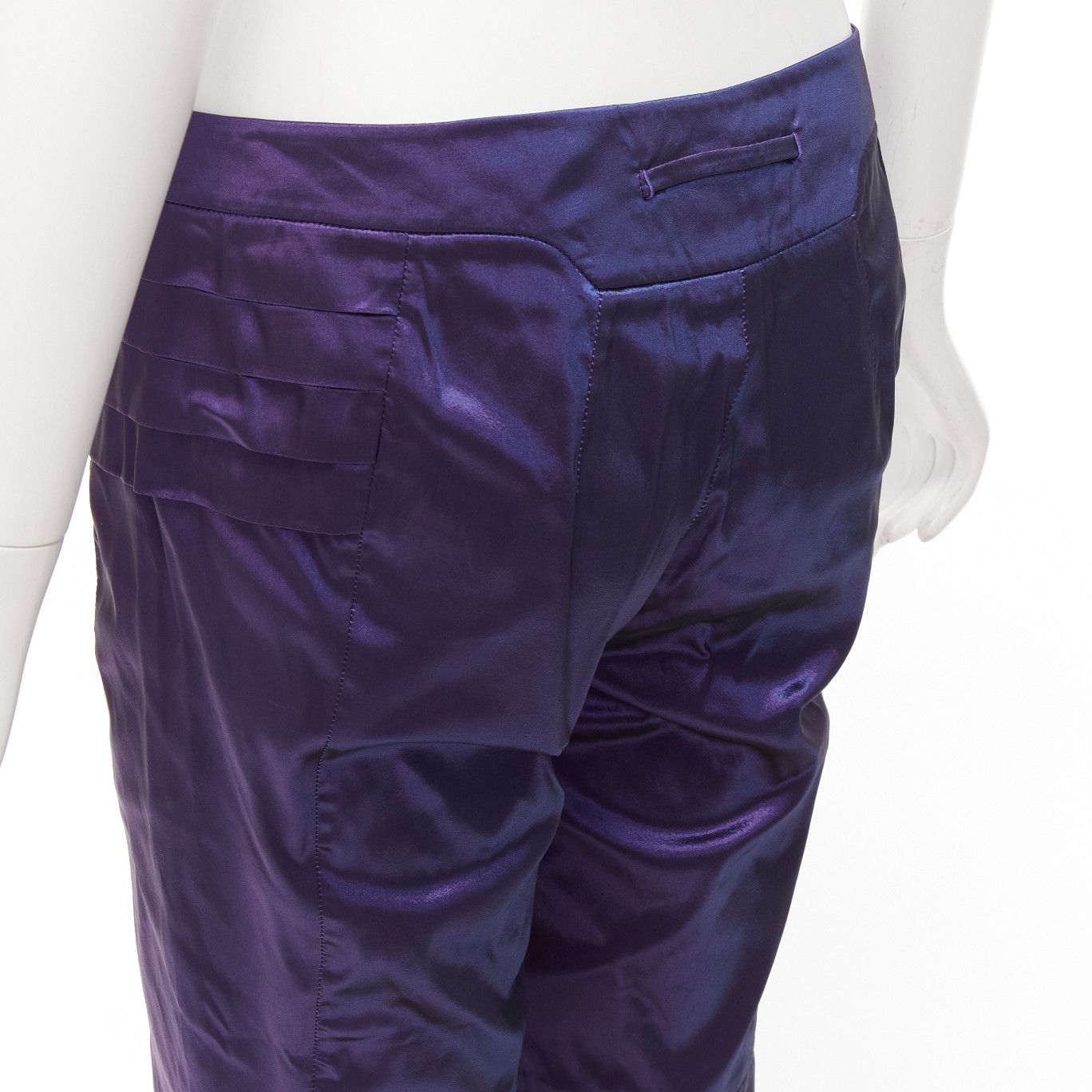 Other SHIATZY CHEN 100% silk purple holographic pleated side darted knee pants IT42 M Size 28" / US 6 / IT 42 - 2 Thumbnail