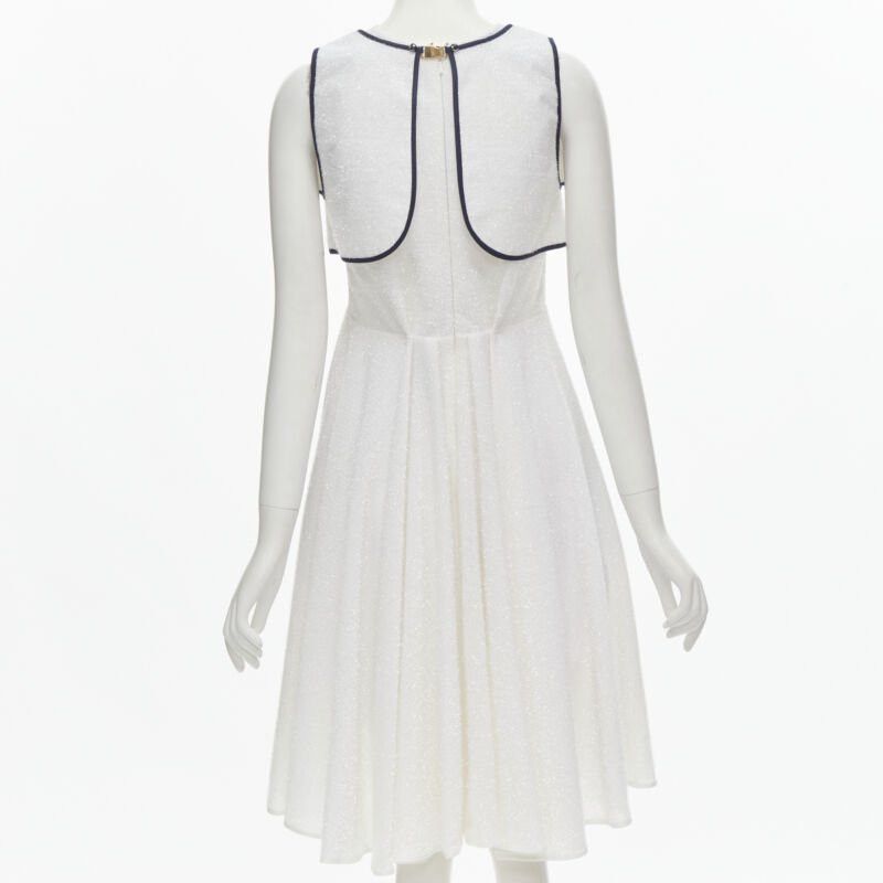 Other KIRSTY WARD white metallic tinsel blue wire bead embellished dress UK10 M Size M / US 6-8 / IT 42-44 - 5 Thumbnail